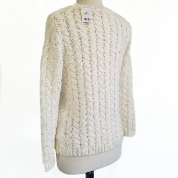 JOE FRESH NWT Ivory Cable Knit Crew Neck Sweater S - Picture 4 of 7